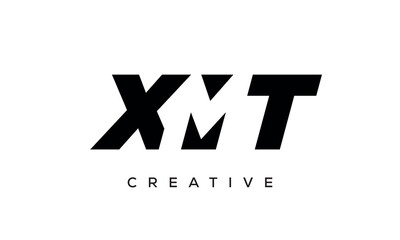 XMT letters negative space logo design. creative typography monogram vector