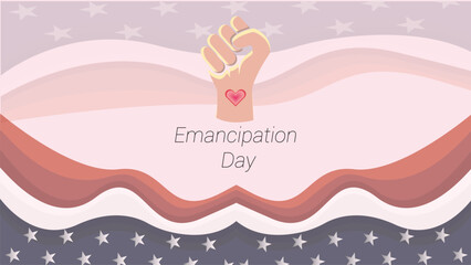 Emancipation day lettering with hand punch with love tattoo . suitable Design for banner, card, poster, and print and wallpaper.