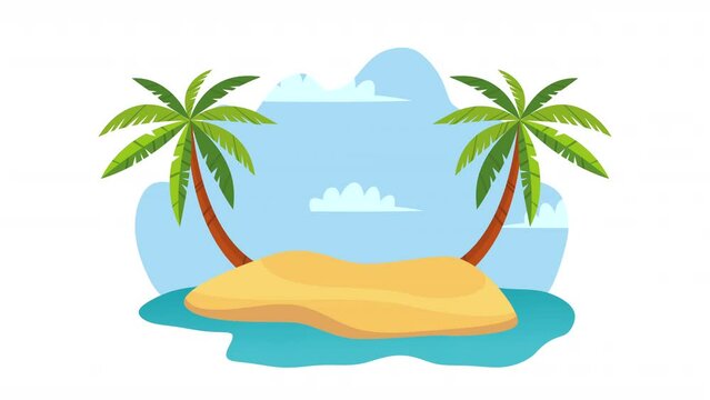 island with palms seascape scene animation