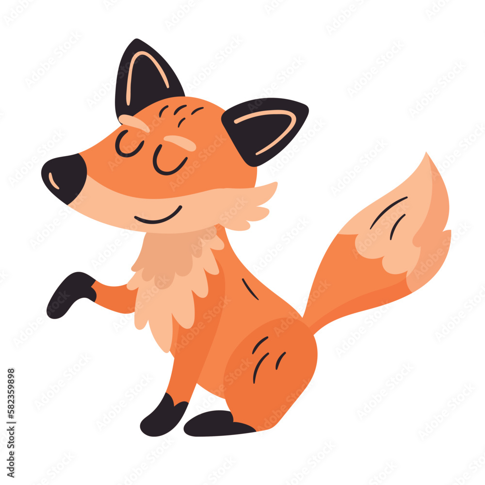 Wall mural cute fox animal