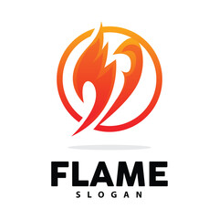 Red Flame Logo, Burning Heat Fire Vector, Fire Logo Template Icon Design