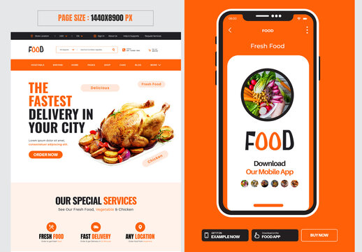 Food Delivery Landing Page UI UX Design Template
