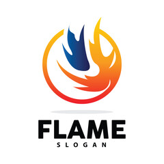 Red Flame Logo, Burning Heat Fire Vector, Fire Logo Template Icon Design
