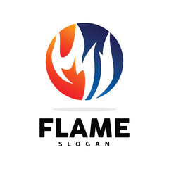 Red Flame Logo, Burning Heat Fire Vector, Fire Logo Template Icon Design
