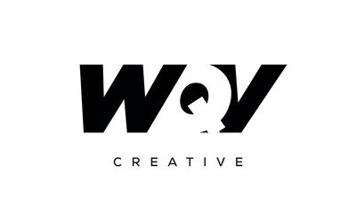 WQV letters negative space logo design. creative typography monogram vector