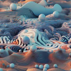 Seamless abstract pattern waves and 3d shapes, Generative AI 