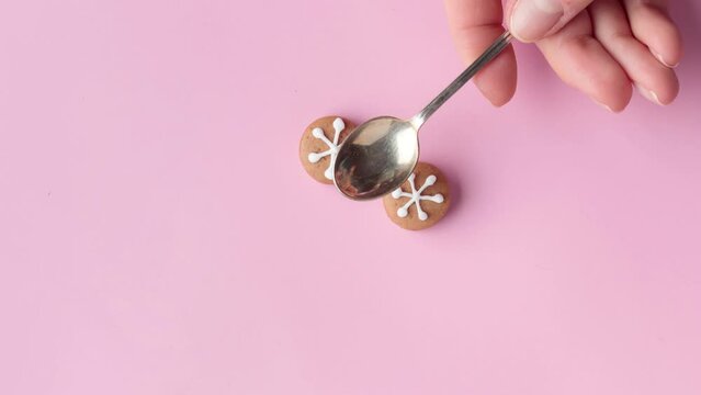 Stop motion animation of homemade gingerbread cookies