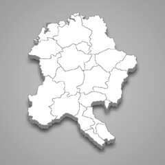 3d isometric map of Holy Roman Empire isolated with shadow