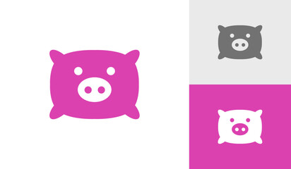 Pillow with pig face logo design