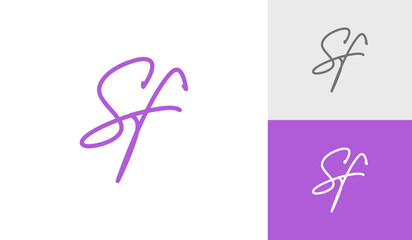 Signature letter SF monogram logo design vector
