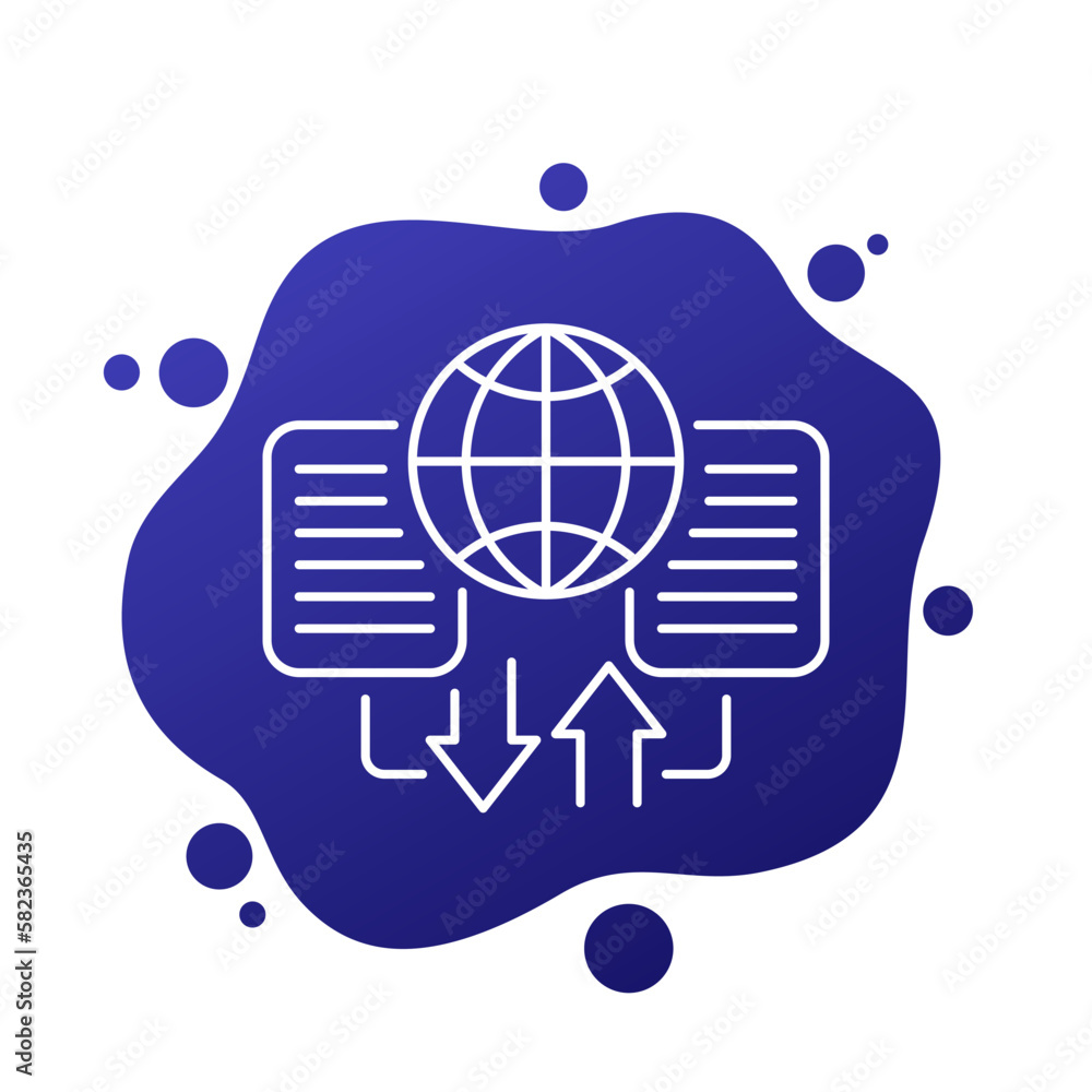 Poster global data exchange line icon for apps