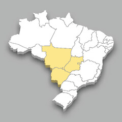 Obraz premium Central-West Region location within Brazil map