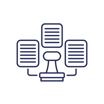 documents stamped, connected, outline style clip art preview