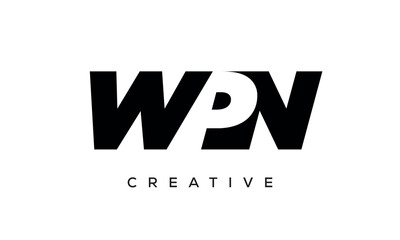 WPN letters negative space logo design. creative typography monogram vector
