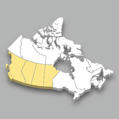 Western Canada region location within Canada map