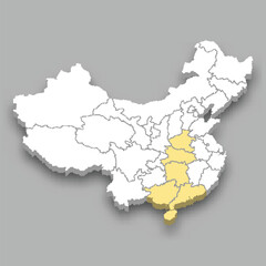 South Central region location within China map