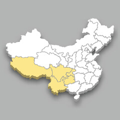 Southwest region location within China map