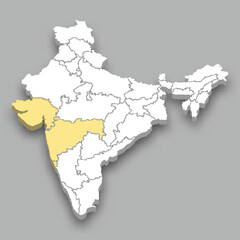 Fototapeta premium Western Zone location within India map