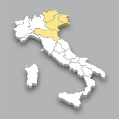 North-East region location within Italy map