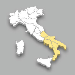 South region location within Italy map
