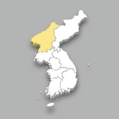 Kwanso historical region location within Korea map