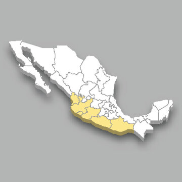 recommend clip art: Pacific Coast region location within Mexico map