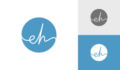 Signature initial letter EH monogram logo design vector