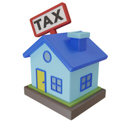 3d rendering. minimalist style cute house icon and tax alert board. illustration of reminder to pay residential property tax