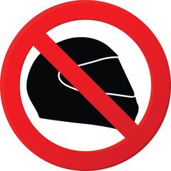 No Prohibition. warning icon prohibited from wearing a helmet in the room