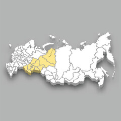 Ural region location within Russia map