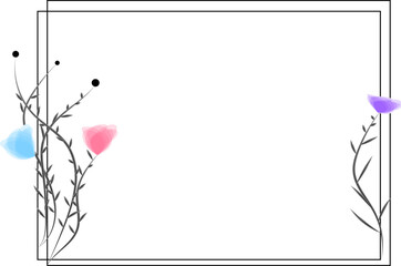 Fototapeta premium floral water color frame hand drawn vector illustration