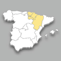 Fototapeta na wymiar North East region location within Spain map