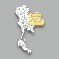 Northeastern region location within Thailand map