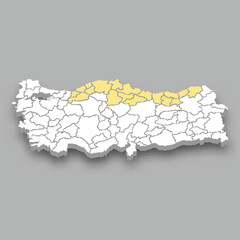 Black Sea region location within Turkey map