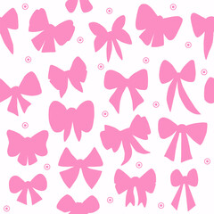 Seamless pattern with silhouette Pink Bow on a white background vector illustration