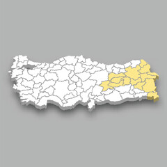 Eastern Anatolia region location within Turkey map