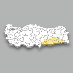Southeastern Anatolia region location within Turkey map