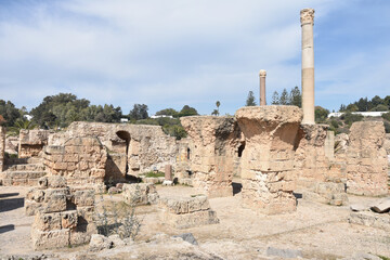 Ancient Roman Bath Foundations and Columns, Baths of Antoninus, Carthage