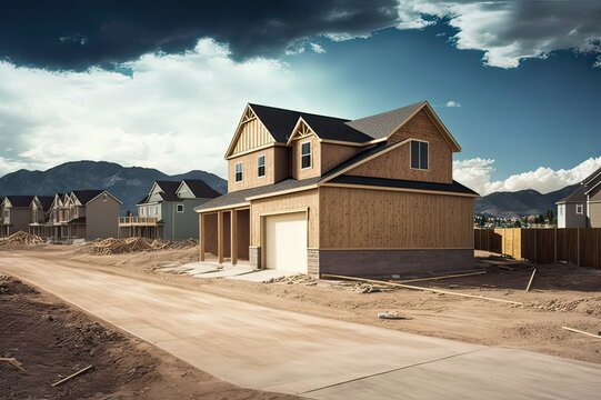 Construction of New Houses. Photo generative AI