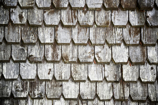 Close-up of old wooden shingles