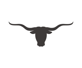Bull head long horn icon vector template