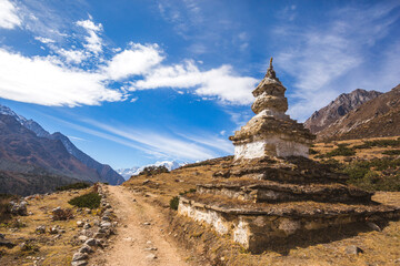 Old buddhist stupa near Pangboche village, Nepal