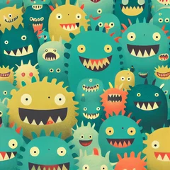 Fotobehang cute  colorful monster pattern background © Alex395