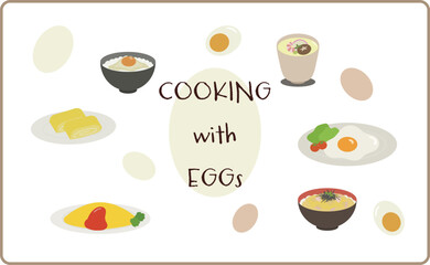 卵を使った料理のイラストセット