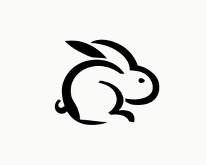 simple abstract sitting rabbit bunny art logo symbol design template illustration inspiration