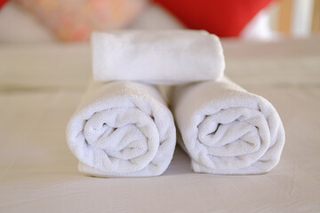 Fototapeta na wymiar white towels in the room