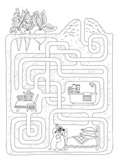 Maze game for kids, find the right path for the mole