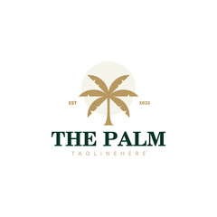 Palm tree hipster vintage logo vector icon illustration