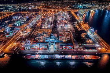 Crédence de cuisine en verre imprimé Rotterdam Port of Rotterdam, Netherlands: Industrial Structures and Shipping Containers.