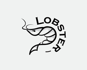 Simple line art lobster jump logo design template illustration inspiration
